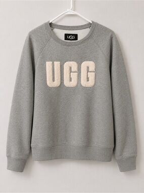 UGG Women's Grey Crewneck Sweatshirt with Cream Sherpa Logo